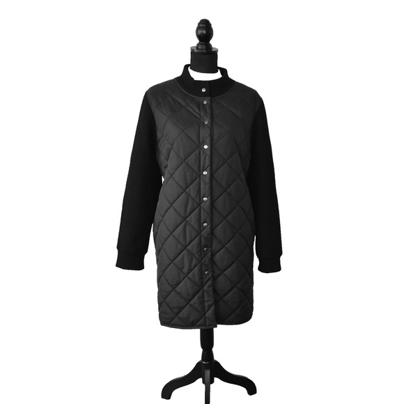 Eileen Fisher Jackets & Blazers - B0 Auth EILEEN FISHER Mixed Media Black Quilted Nylon Wool Sleeves Jacket Sz XL